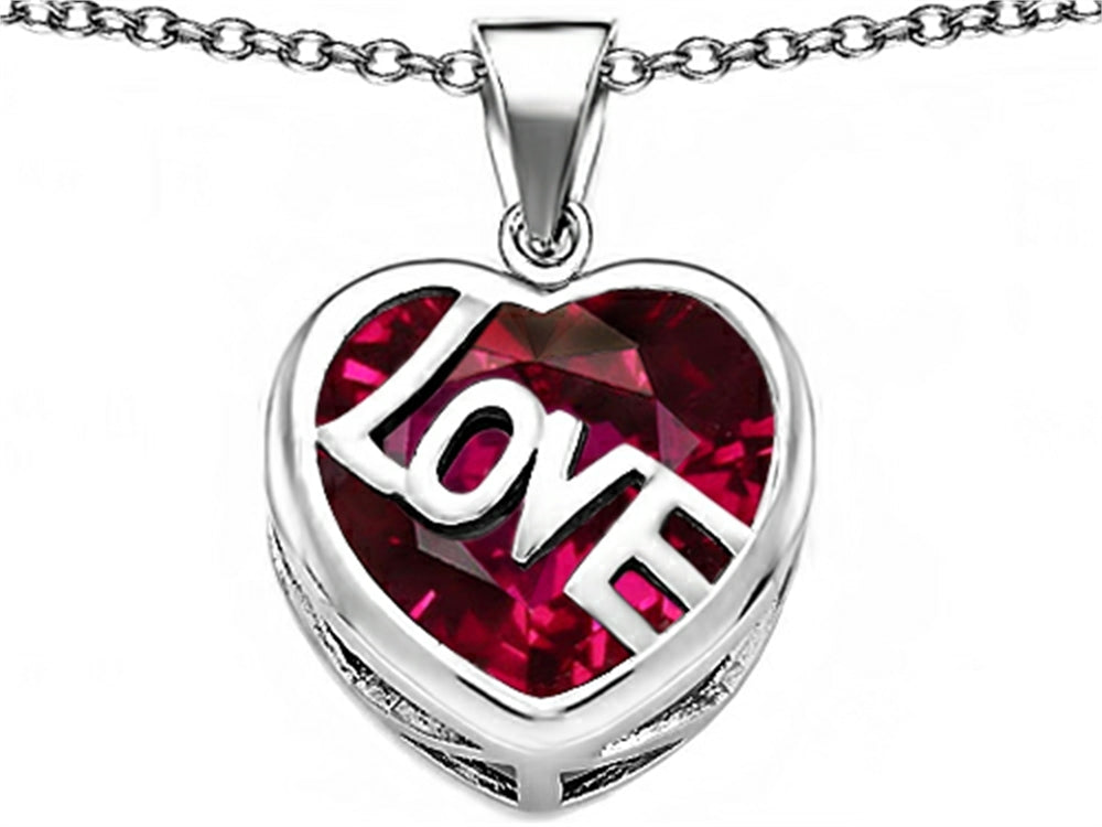 Star K™ Large Love Heart Pendant Necklace with 15mm Heart Shape Created Ruby