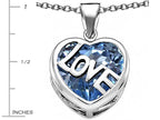 Star K™ Large Love Heart Pendant Necklace with 15mm Heart Shape Simulated Aquamarine