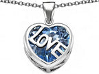 Star K™ Large Love Heart Pendant Necklace with 15mm Heart Shape Simulated Aquamarine
