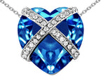 Star K™ Large Prisoner of Love Heart Pendant Necklace with 15mm Heart Shape Simulated Blue Topaz