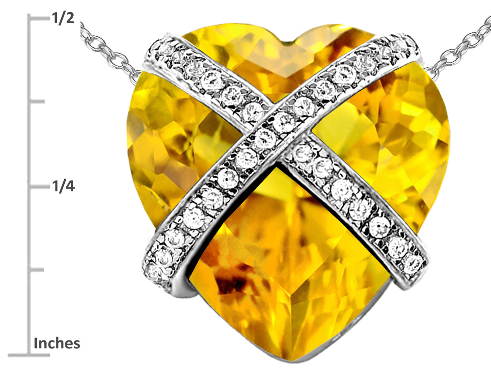 Star K™ Large Prisoner of Love Heart Pendant Necklace with 15mm Heart Shape Simulated Citrine