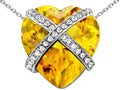 Star K™ Large Prisoner of Love Heart Pendant Necklace with 15mm Heart Shape Simulated Citrine