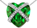 Star K™ Large Prisoner of Love Heart Pendant Necklace with 15mm Heart Shape Simulated Emerald