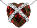 Star K™ Large Prisoner of Love Heart Pendant Necklace with 15mm Heart Shape Simulated Garnet