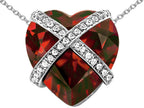 Star K™ Large Prisoner of Love Heart Pendant Necklace with 15mm Heart Shape Simulated Garnet