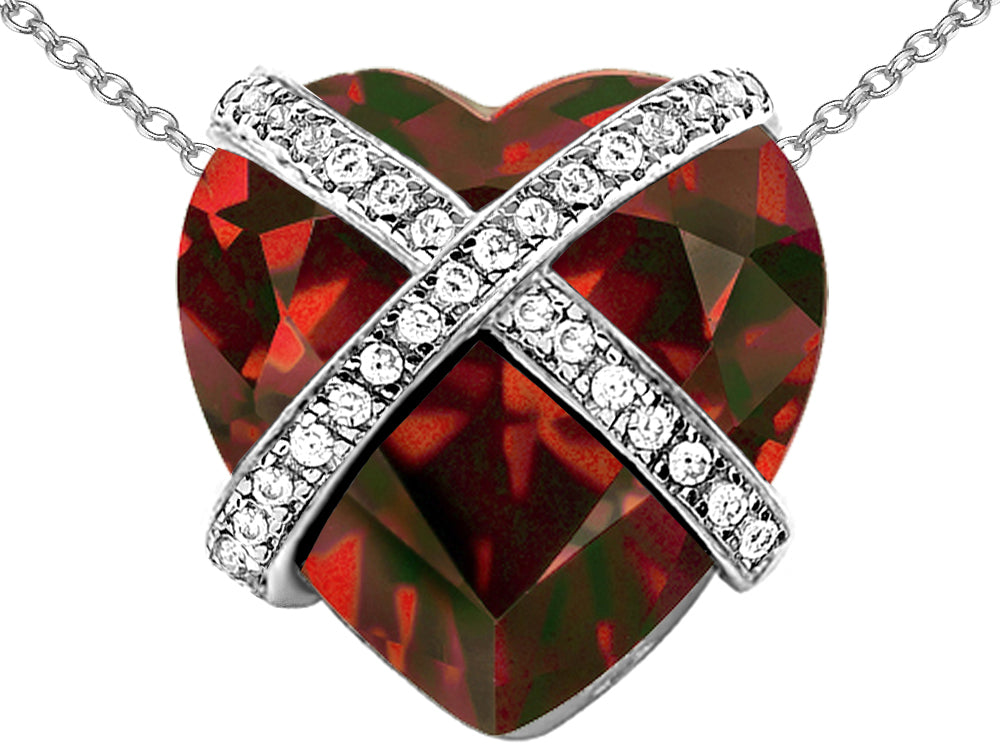 Star K™ Large Prisoner of Love Heart Pendant Necklace with 15mm Heart Shape Simulated Garnet