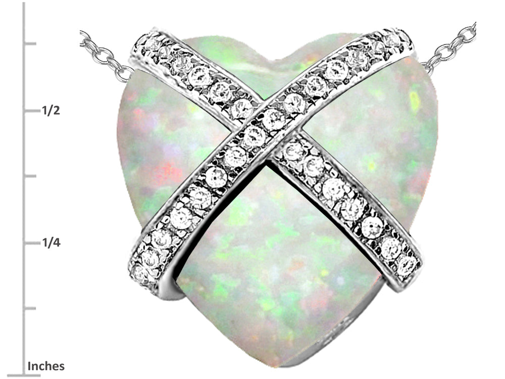 Star K™ Large Prisoner of Love Heart Pendant Necklace with Heart Shape Created Opal