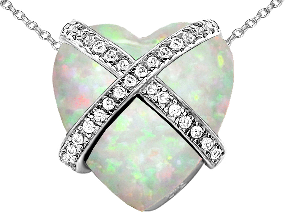 Star K™ Large Prisoner of Love Heart Pendant Necklace with Heart Shape Created Opal