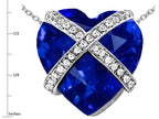 Star K™ Large Prisoner of Love Heart Pendant Necklace with 15mm Heart Shape Simulated Sapphire