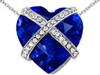 Star K™ Large Prisoner of Love Heart Pendant Necklace with 15mm Heart Shape Simulated Sapphire