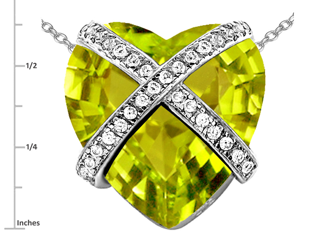 Star K™ Large Prisoner of Love Heart Pendant Necklace with 15mm Heart Shape Simulated Peridot and Cubic Zirconi