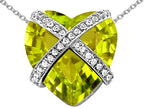 Star K™ Large Prisoner of Love Heart Pendant Necklace with 15mm Heart Shape Simulated Peridot and Cubic Zirconi
