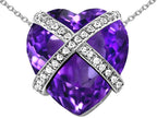 Star K™ Large Prisoner of Love Heart Pendant Necklace with 15mm Heart Shape Simulated Amethyst