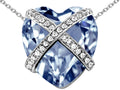 Star K™ Large Prisoner of Love Heart Pendant Necklace with 15mm Heart Shape Simulated Aquamarine