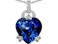 Star K™ Large Lock Love Heart Pendant Necklace with 13mm Heart Shape Simulated Sapphire