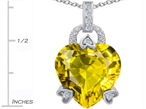 Star K™ Large Lock Love Heart Pendant Necklace with 13mm Heart Shape Simulated Peridot and Cubic Zirconia