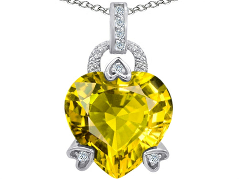 Star K™ Large Lock Love Heart Pendant Necklace with 13mm Heart Shape Simulated Peridot and Cubic Zirconia