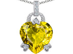Star K™ Large Lock Love Heart Pendant Necklace with 13mm Heart Shape Simulated Peridot and Cubic Zirconia