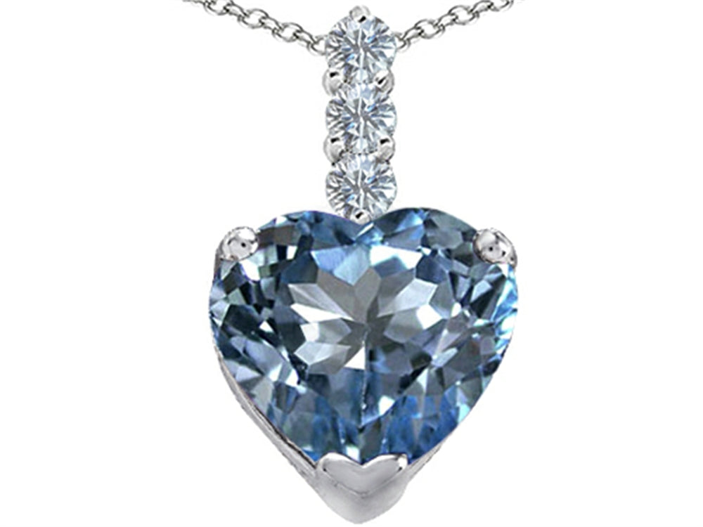 Star K™ Large 12mm Heart Shape Simulated Aquamarine Pendant Necklace