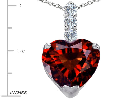 Star K™ Large 12mm Heart Shape Simulated Garnet Pendant Necklace