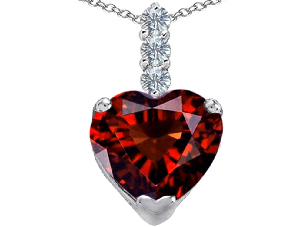 Star K™ Large 12mm Heart Shape Simulated Garnet Pendant Necklace