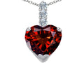 Star K™ Large 12mm Heart Shape Simulated Garnet Pendant Necklace