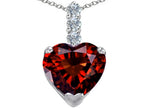 Star K™ Large 12mm Heart Shape Simulated Garnet Pendant Necklace