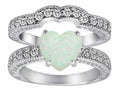 Star K™ 8mm Heart Shape Simulated Opal Wedding Set