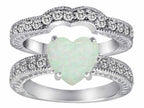 Star K™ 8mm Heart Shape Simulated Opal Wedding Set