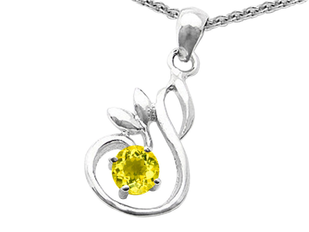 Star K™ Round Simulated Citrine Swan Pendant Necklace