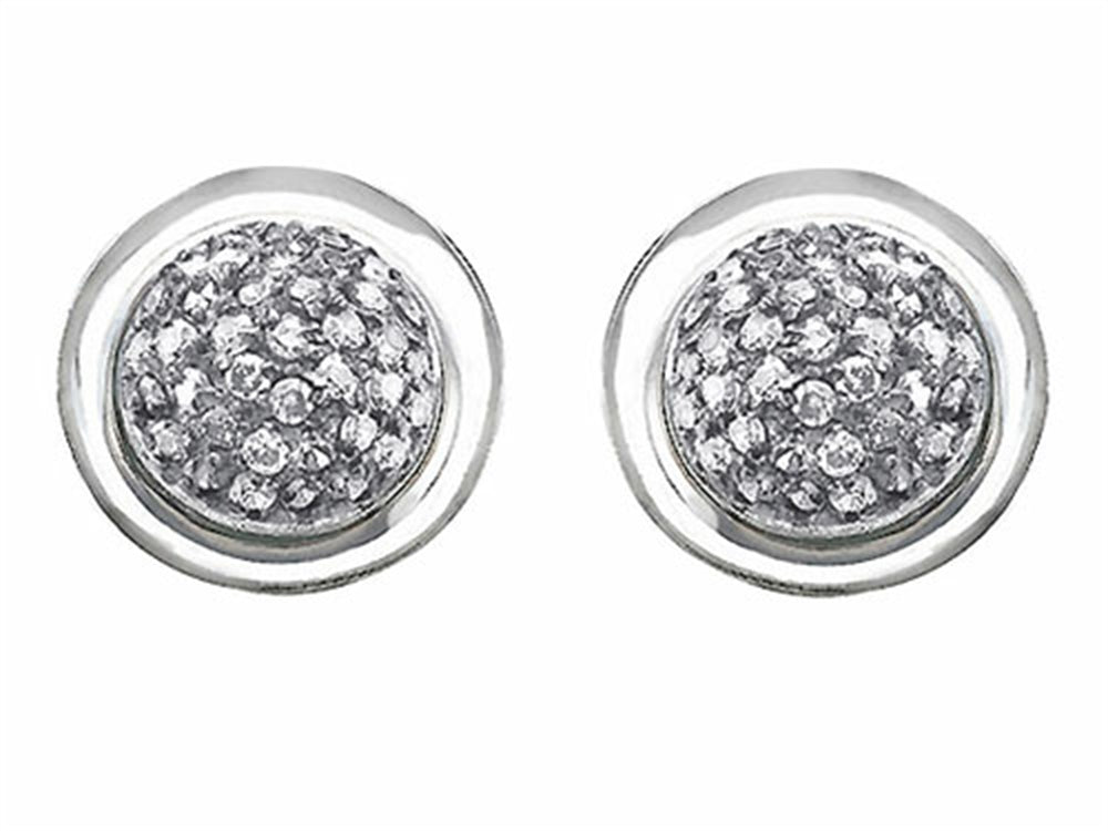 Star K™ Round Puffed Earrings with Cubic Zirconia