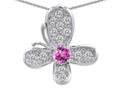 Star K™ Butterfly Pendant Necklace With Round Created Pink Sapphire
