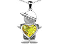 Star K™ Boy Holding 8mm Mother Heart November Birth Month Pendant Necklace with Simulated Citrine