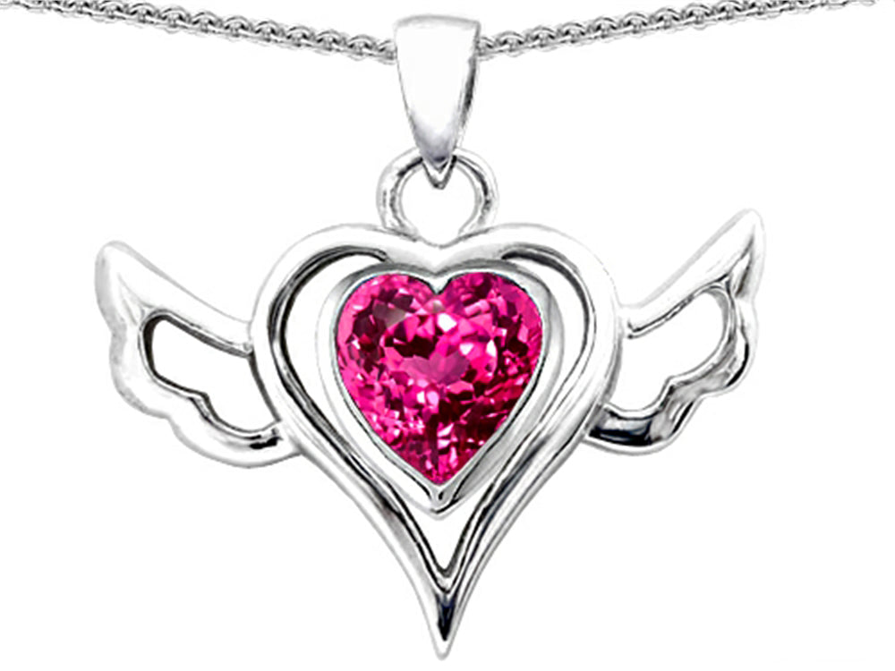 Star K™ Wings Of Love Pendant Necklace with Heart Created Pink Sapphire