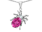 Star K™ Spider Pendant Necklace With 9x7mm Oval Created Pink Sapphire