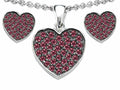 Star K™ Created Ruby Heart Shape Love Pendant Necklace with matching earrings