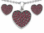 Star K™ Created Ruby Heart Shape Love Pendant Necklace with matching earrings