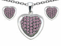 Star K™ Created Pink Sapphire Heart Shape Love Pendant Necklace with matching earrings