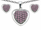 Star K™ Created Pink Sapphire Heart Shape Love Pendant Necklace with matching earrings