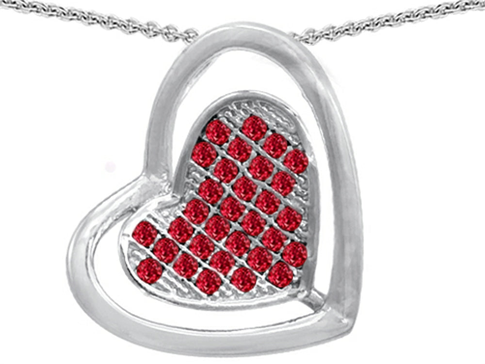 Star K™ Round Created Ruby Heart Shape Pendant Necklace