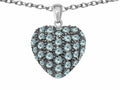 Star K™ Puffed Heart Love Pendant Necklace with Simulated Aquamarine