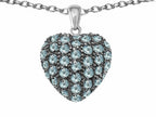 Star K™ Puffed Heart Love Pendant Necklace with Simulated Aquamarine