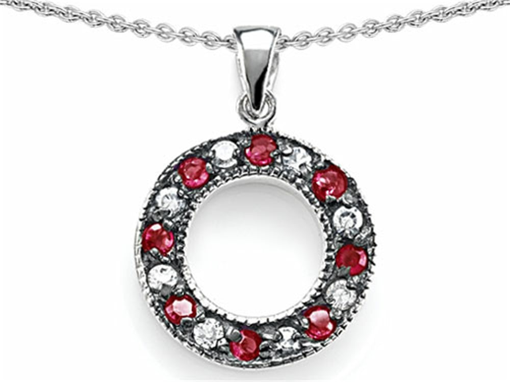 Star K™ Love Circle Pendant Necklace With Created Ruby