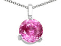 Tommaso Design™ Round 7mm Created Pink Sapphire Pendant Necklace