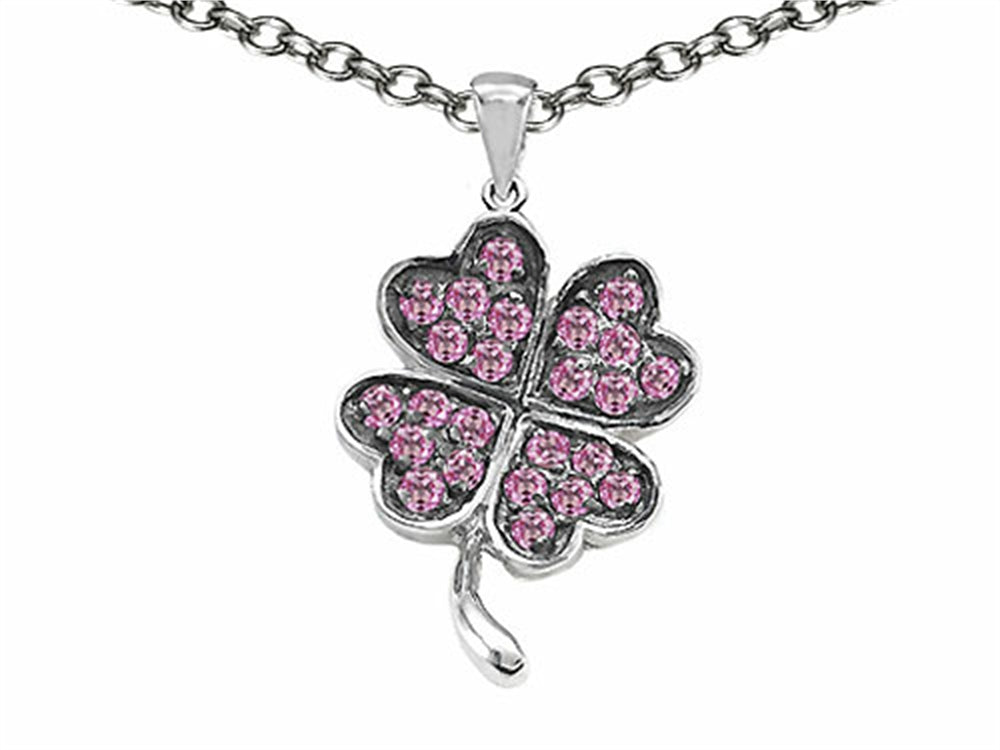 Celtic Love by Kelly Lucky Clover Pendant Necklace with Created Pink Sapphire