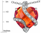 Star K™ Large 15mm Heart Shape Simulated Orage Mexican Fire Opal Love Pendant Necklace