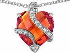 Star K™ Large 15mm Heart Shape Simulated Orage Mexican Fire Opal Love Pendant Necklace