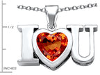 Star K™ 8mm Heart Shape Simulated Mexican Orange Fire Opal I Love You Heart Pendant Necklace
