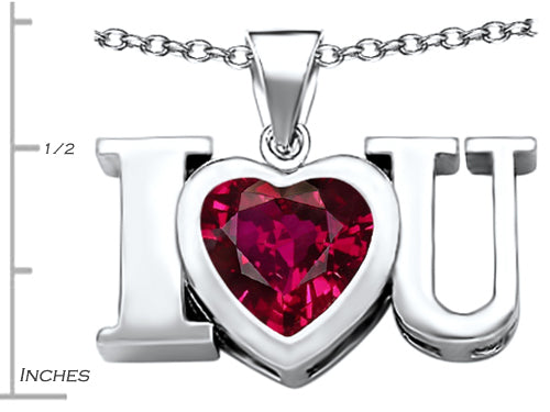 Star K™ 8mm Heart Shape Created Ruby I Love You Heart Pendant Necklace