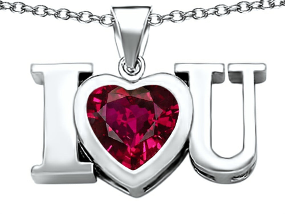 Star K™ 8mm Heart Shape Created Ruby I Love You Heart Pendant Necklace